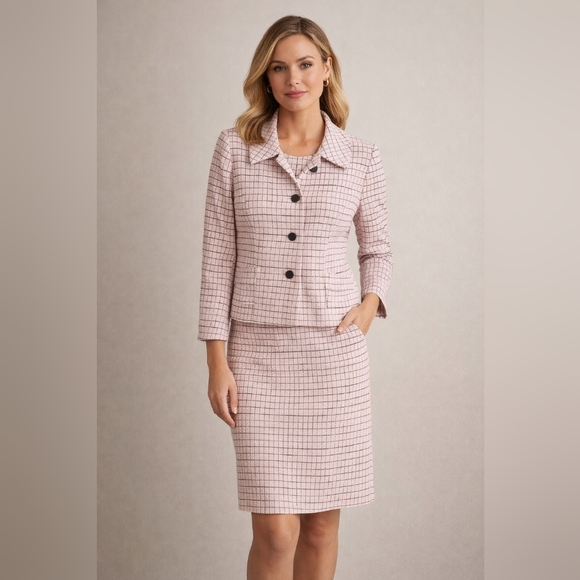 Nipon Boutique Dresses & Skirts - NWT Nipon Boutique Pink Plaid Dress Set W/ Cropped Jacket Women's  Size 4